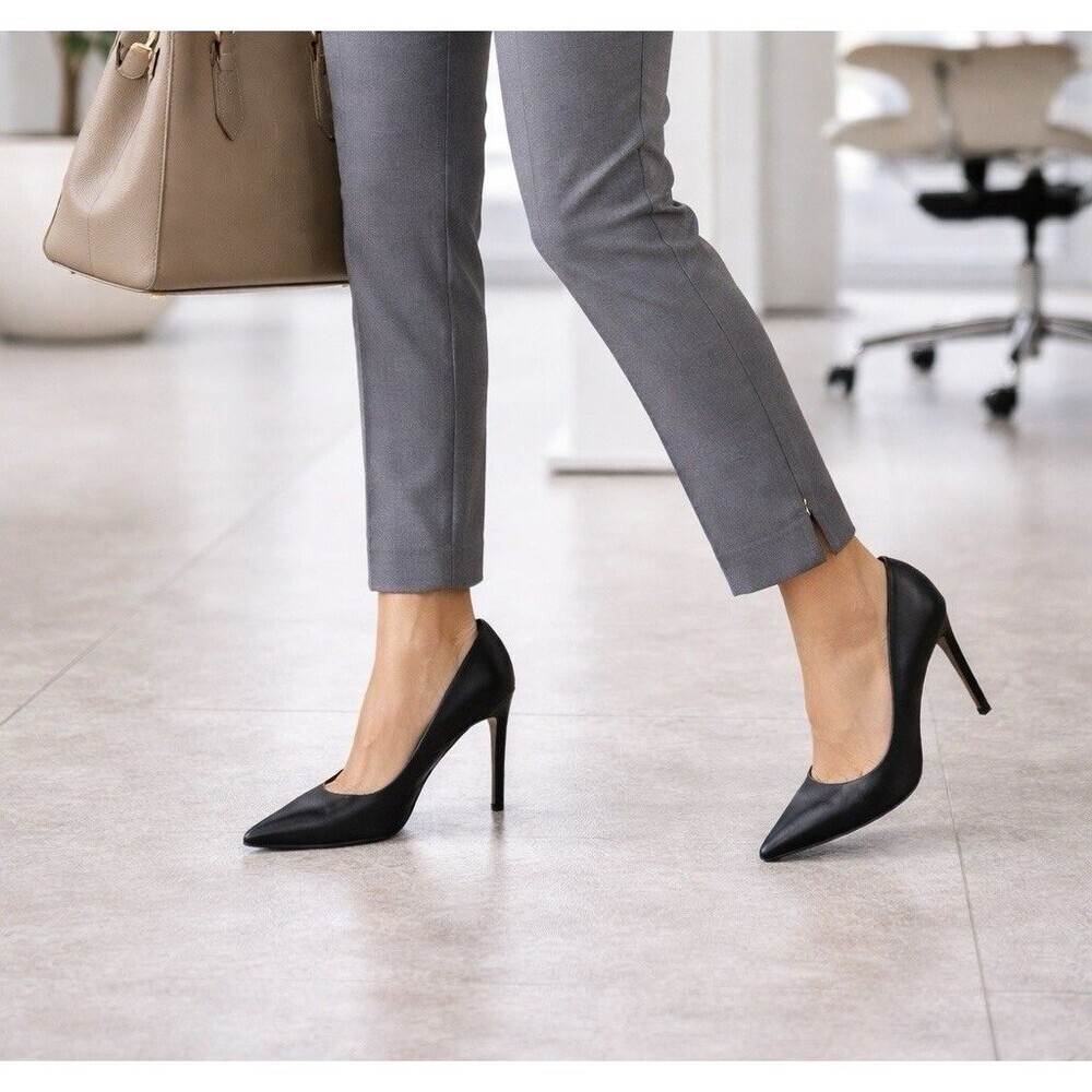 JustFab Black Pointed Toe Stiletto Pumps Women’s Size 8.5 Classic Heels